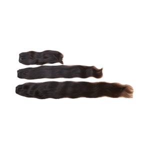 Alta calidad 20 A grado cutícula alineada virgen indio Remy máquina trama templo pelo solo dibujado máquina trama extensiones de cabello - Product Image 1