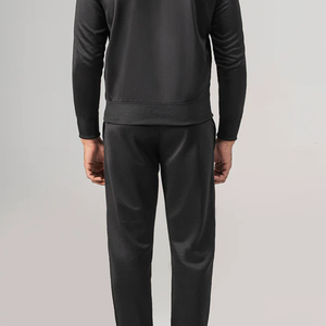 Conjunto Deportivo Informal para Hombre, Chaqueta Deportiva Negra con Cierre Completo y Cuello Alto, Pantalones Deportivos con Franjas Laterales Blancas, 100% Algodón - Product Image 2