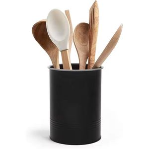 Wooden Cutlery Holder Set with Metal Frame <b>Kitchen</b> Organizer Box Spoon Fork Knife <b>Storage</b> Rack Countertop Utensil Stand - Product Image 4