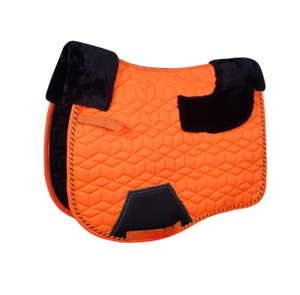 Premium Sheepskin Horse Saddle Pad Set with Matching Ear Bonnet | Hexagon Quilted <b>Equestrian</b> Saddle Cloth | Horse Riding - Product Image 1