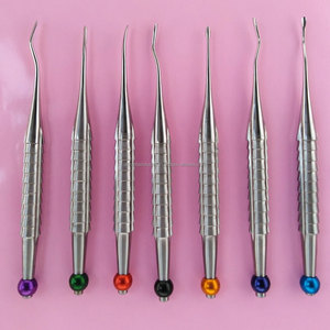Élévateurs dentaires luxateurs à pointes de précision PDL, kit de 7 pièces avec poignée moletée, plusieurs couleurs, instruments chirurgicaux de classe I - Product Image 3