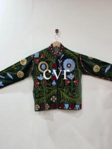 Eco-Friendly Winter Boho for Party Wear Outerwear <b>Coat</b> Hand Embroidered Women's Luxury <b>Coat</b> Handmade Velvet Suzani - Product Image 2