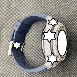 Men's Luxury <b>Chronograph</b> Watch With Blue Strap Brand Designer Men Quartz Watches Diamond Moissanite Watch Custom Logo - Product Image 2