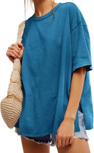 Camiseta Oversize con Estampado de Leopardo para Mujer, Manga Corta, Cuello Redondo, Corte Holgado, 100% Algodón, Estilo Jersey, Primavera-Verano, Camisetas Bajo Demanda - Product Image 3