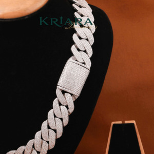 Moissanite <b>Statement</b> <b>Necklace</b> S925 Silver Rhodium Plated Link Chain Men's Hiphop Jewelry - Product Image 2