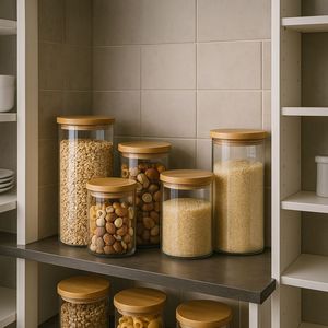 Frasco de Vidrio Premium con Tapa de Madera para Organización Moderna de Despensa, Almacenamiento en Encimera, Conservación de Alimentos, Decoración del Hogar - Product Image 2