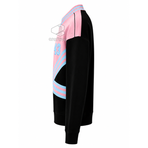 Sweat-shirt à col rond en molleton de coton rose et bleu clair brodé pour femme Gamma Phi Delta, vêtements de sororité - Product Image 3