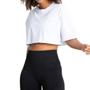 Camisetas de Manga Corta para Mujer, 100% Algodón, de Primera Calidad, con Logotipo Personalizado en la Parte Delantera y Mangas Cortas Lisas 2026 - Product Image 6
