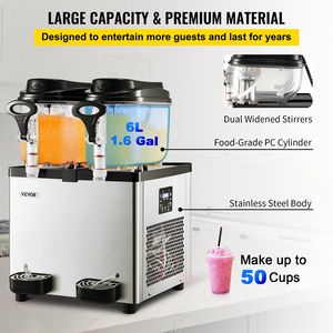 Macchina per Margarita Commerciale 700W 110V in Acciaio Inox, Dispenser per Bevande con 2 Serbatoi da 6L, 50 Bicchieri, per Smoothie e Bevande Congelate - Product Image 3