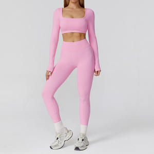 Vêtements de sport Pilates pour femmes : Crop top sans couture à dos ajouré, manches longues, pour le yoga, l'entraînement et la gym - Product Image 5