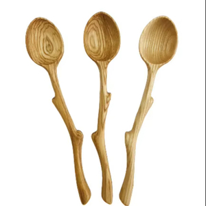 Cucharas de madera con mango largo en forma de rama, hechas a mano, estilo vietnamita, cuchara para sopa, cucharón de madera para cocinar, mezclar y revolver - Product Image 1
