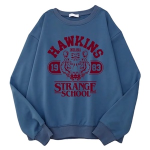Sudadera informal para mujer, sudadera con capucha con estampado de Hawkins High School Indiana 1983, suéteres holgados con cuello redondo, ropa de lana cálida - Product Image 4