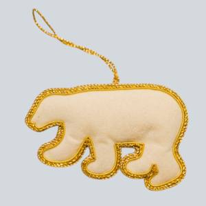Traditional Polar Bear Zari Hanging <b>Ornament</b> | Handmade Beads, Thread & Fabric Craft | Gift & Decor - Product Image 2