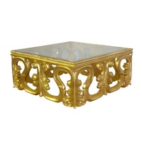 Table basse en feuille d'or, Table à thé peinte en argent, Table centrale en bois conçue pour l'ameublement de meubles de maison français
