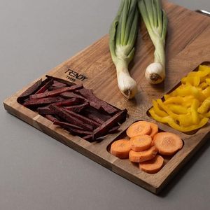 Planche à découper en bois d'acacia de qualité supérieure avec rainure pour les jus et compartiments de rangement, grande planche à découper en bois - Product Image 1