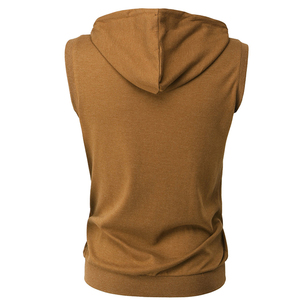 2026 Latest Drop Men's <b>Sleeveless</b> Hooded Knitted Solid Color Casual Tank Top Regular Fit Autumn Wear <b>Hoodie</b> Available For Sale - Product Image 3