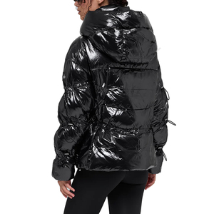 High Demand Women's <b>Cropped</b> <b>Puffer</b> <b>Jacket</b> Hooded Quilted Autumn Winter Coat Warm Insulated Fashion Custom Outerwear Adjustable - Product Image 3