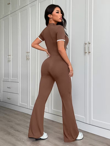 Women's High-Elasticity Solid Full Body <b>Workout</b> Suit Drawstring Closure | Buttery-Soft High-Stretch Fabric Spandex-Polyester - Product Image 6