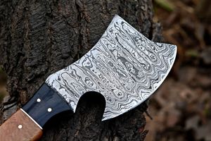 Mini cuchillo de carnicero de acero de Damasco hecho a mano, con funda de cuero, cuchillo profesional para carne de Damasco con mango de madera. - Product Image 2