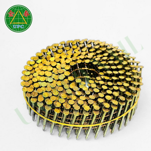Clavos de alambre para paletas de acero de 1-1/4 pulgadas, 14000 unidades, 15-16 grados, con recubrimiento amarillo, anillo/liso/vástago de tornillo, con certificado ISO - Product Image 1