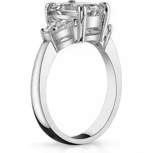 Bague en Moissanite Trio Taille Radiant en Argent Sterling 925 Plaqué Or 14K, Bijou Fin de Luxe à Trois Pierres pour Fiançailles, Mariage et Cérémonie - Product Image 2