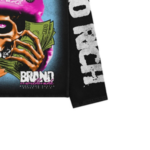 Men's <b>Long</b> <b>Sleeve</b> Streetwear <b>T</b>-<b>Shirt</b> Oversized Skull Print Sublimation Transfer Front Logo O-Neck Woven Polyester - Product Image 2