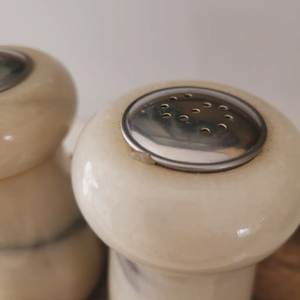 Premium marble serve ware <b>Salt</b> and pepper stone kitchenware contemporary tabletop decor black white marble <b>shaker</b> kitchen - Product Image 2