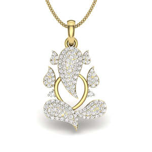 Yellow Gold Diamond Ganesha Pendant With Round Brilliant Cut Stones Luxury Women's Jewelry - Product Image 3
