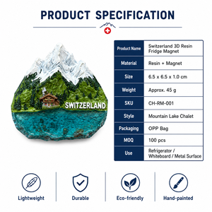 Aimants de réfrigérateur en résine personnalisés <span class=keywords><strong>Suisse</strong></span>, souvenirs touristiques montagne et lac suisses, aimants 3D en polyrésine pour réfrigérateur, vente en gros - Product Image 6