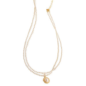 สร้อยคอไข่มุกน้ำจืดทรงเม็ดข้าว 4 มม. สไตล์หรูหราเบาๆ สำหรับผู้หญิง สไตล์วินเทจแบบราชสำนัก สร้อยคอแฟชั่นสองชั้น - Product Image 5