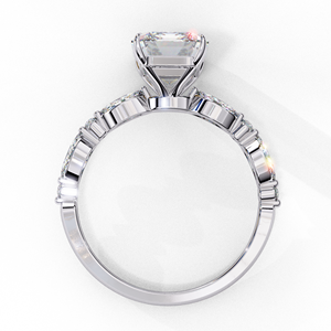 Anillo de Compromiso de Moissanita con Corte Esmeralda en Oro Blanco con Piedras Laterales Marquise, Estilo Clásico, Joyería para Mujer - Product Image 6