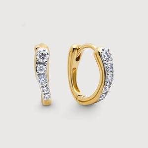 925 <b>Silver</b> Diamond Hoop Earrings 14K Yellow Gold Lab Grown Diamond Wholesale <b>Huggies</b> and Small Hoop Set for Women Fashion Hoops - Product Image 2