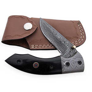 Cuchillo de Bolsillo de Acero de Damasco Prime Crafts International, 12 Pulgadas, Hoja de Grado Industrial con Punta Caída, Diseño Plegable, Perilla de Pulgar - Product Image 2