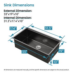 Lavello da cucina artigianale 33x19 a vasca singola in acciaio inox spazzolato, da incasso, con tagliere e scolapiatti, 1 foro, per uso laboratorio - Product Image 6