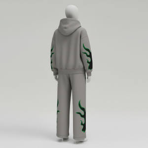 Conjunto Deportivo Personalizado de Alta Calidad con Logotipo, Pantalones Deportivos Anchos y Sudadera con Capucha para Hombre, Conjunto de Pantalones Deportivos de Algodón y Sudadera con Cierre - Product Image 2