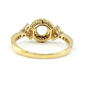 Bague de fiançailles semi-montée tendance en or jaune massif 18 carats avec diamant naturel, sertie pavé, qualité supérieure, pour livraison directe - Product Image 3
