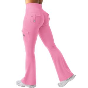 Leggings de yoga de cintura alta con estampado, pantalones deportivos acampanados para entrenamiento al aire libre, mallas deportivas casuales de material de spandex. - Product Image 4