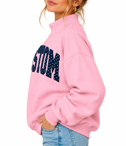 Sudadera Oversize Personalizada para Mujer con Cuello Alto Simulado, Logotipo Bordado, Felpa de Algodón Suave, Estilo Urbano Casual - Product Image 2