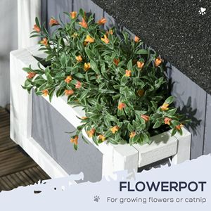 Casetta per Gatti Randagi a 2 Piani da Esterno, Tetto Resistente alle Intemperie, Finestra in Legno, Grande Rifugio per Gatti Stile Villa Resistente alle Intemperie, Vaso per Fiori - Product Image 5