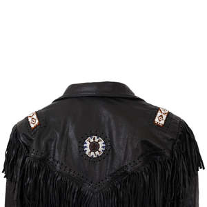 Chaqueta Western de Cuero Vacuno de Alta Calidad con Flecos para Hombre, Estilo Bordado Unisex - Product Image 5