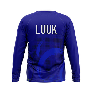 Maillots de compression personnalisés pour hommes, 100 % polyester, manches longues, respirants, écologiques, séchage rapide, imprimés sur le devant, col rond - Product Image 3