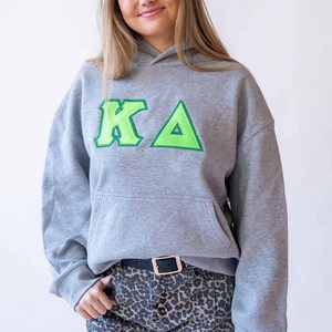 Custom Sorority Women's <b>Cow</b> <b>Print</b> Applique Embroidered Chi Printed Fleece Pullover <b>Hoodie</b> Front Casual Winter Autumn Greek - Product Image 4