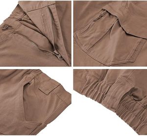 Mens Outdoor Hiking Casual Cargo Pants Lightweight 100% Cotton Eco-Friendly Breathable <b>Drawstring</b> Closure Work <b>Trousers</b> - Product Image 5