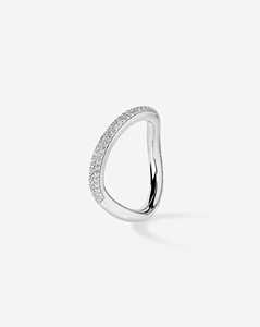 Diamond Wave Wedding Bands 14K 18K Solid Gold Curved Round Cut Lab Grown 2.5mm 3/4 Eternity <b>Stacking</b> Anniversary <b>Rings</b> Wholesale - Product Image 3