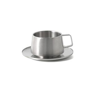 Royal Design Stainless Steel <b>Cup</b> And <b>Saucer</b> Set For Premium Home Kitchen Collection And Elegant Serving Style - Product Image 2