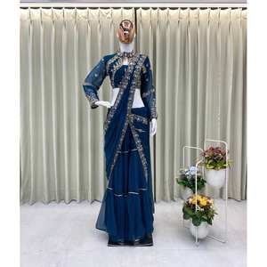 Belles robes de soirée Mirror Work Lehenga Saree pour les fêtes - Product Image 4