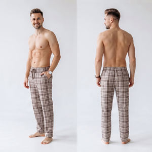 Pantalon de pyjama en flanelle noire pour femme, avec logo personnalisé, motif à motifs, taille élastique, confortable et respirant - Product Image 4