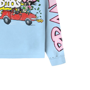 T-shirt à manches longues surdimensionné pour homme, streetwear, imprimé cartoon, jersey en coton, col rond, logo au dos - Product Image 4