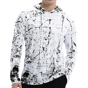 Chemise à manches longues à capuche pour homme, imprimé intégral, polyester à séchage rapide, haut de sport toutes saisons - Product Image 1