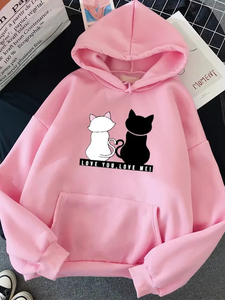เสื้อฮู้ดผู้หญิงคุณภาพดี สตรีทแวร์ เสื้อฮู้ดผู้หญิง เสื้อสเวตเชิ้ตแขนยาวลายแมวสไตล์ฮาราจูกุ สำหรับฤดูใบไม้ผลิและฤดูใบไม้ร่วง - Product Image 3